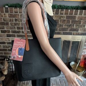 Porto Vino Wine Tote Bag In Classic Black NWT NEW WITH TAG